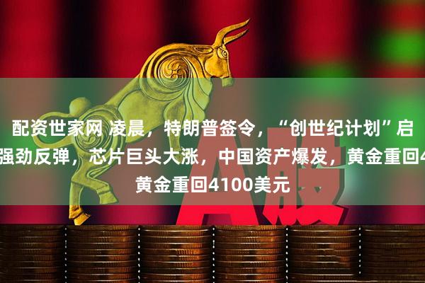 配资世家网 凌晨,特朗普签令,“创世纪计划”启动!美股强劲反弹,芯片巨头大涨,中国资产爆发,黄金重回4100美元